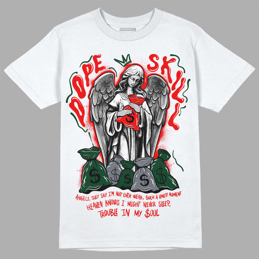 Jordan 2 White Fire Red DopeSkill T-Shirt Angels Graphic Streetwear - White