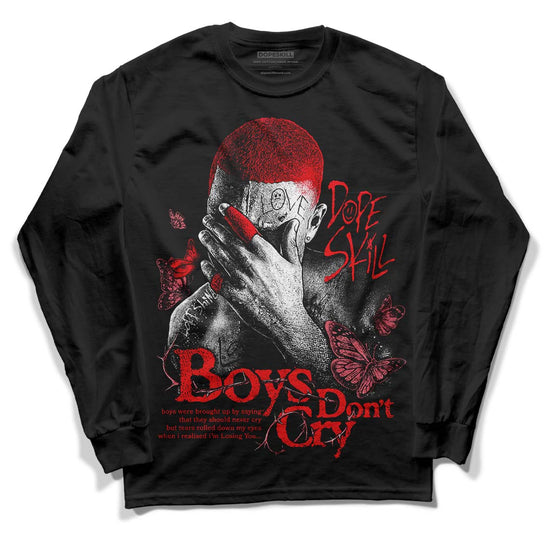 Jordan 4 Red Thunder’ DopeSkill Long Sleeve T-Shirt Boys Don't Cry Graphic Streetwear - Black