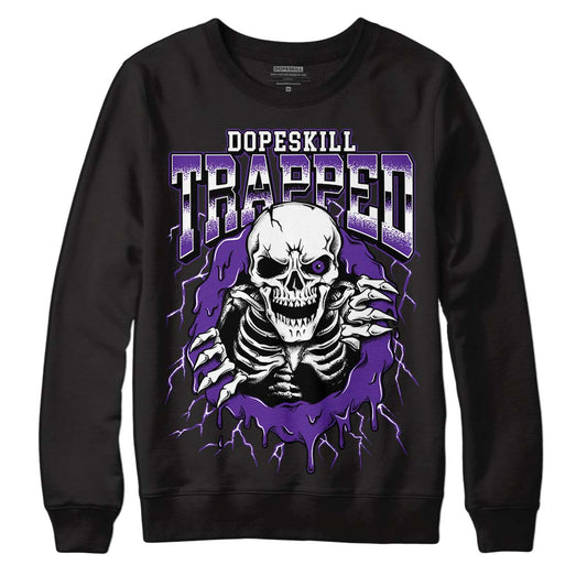 PURPLE Sneakers DopeSkill Sweatshirt Trapped Halloween Graphic Streetwear - Black