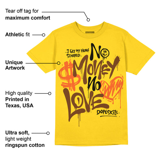 Yellow Collection DopeSkill Gold T-shirt No Money No Love Typo Graphic