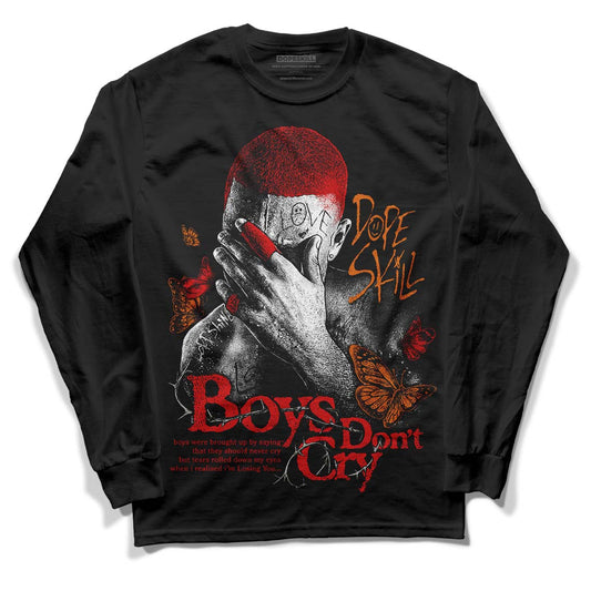 Jordan 3 Fire Red DopeSkill Long Sleeve T-Shirt Boys Don't Cry Graphic Streetwear - Black