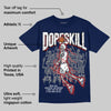 White and Midnight Navy 6s DopeSkill Navy T-shirt Thunder Dunk Graphic