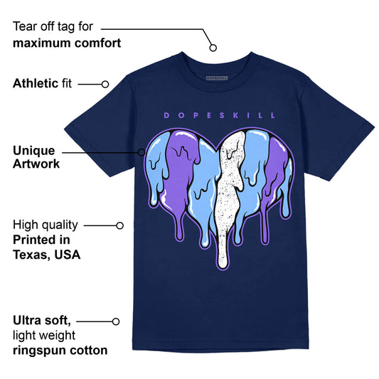 Georgetown 5s DopeSkill Midnight Navy T-shirt Slime Drip Heart Graphic