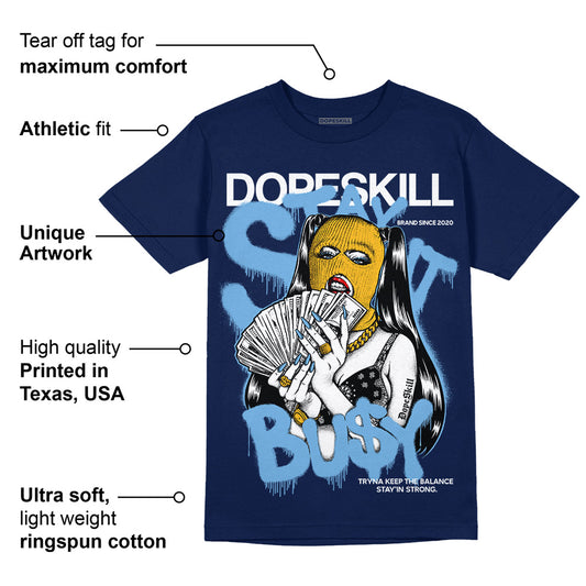 First In Flight 1s DopeSkill Navy T-shirt Stay It Busy Graphic