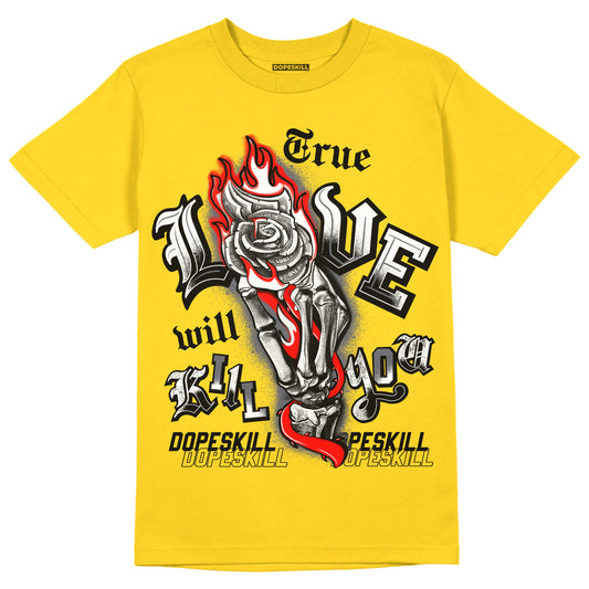 AJ 4 Lightning DopeSkill Tour Yellow T-shirt True Love Will Kill You Graphic