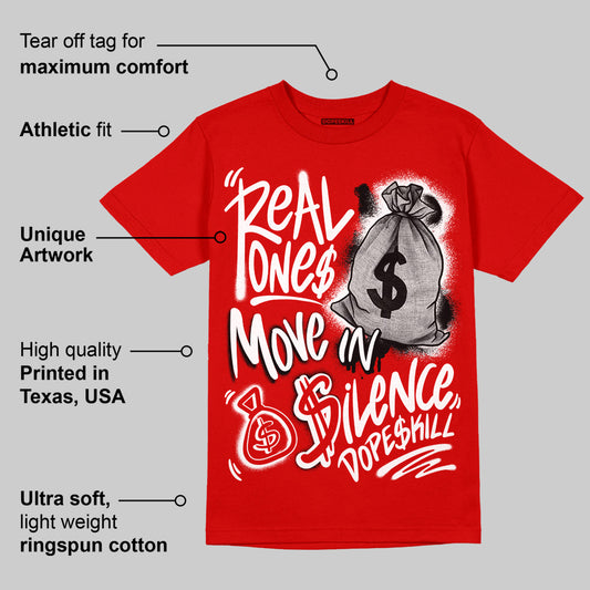 Bred Velvet 11s DopeSkill Red T-shirt Real Ones Move In Silence Graphic