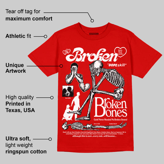 Bred Velvet 11s DopeSkill Red T-shirt Broken Bones Graphic