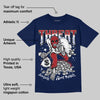 White and Midnight Navy 6s DopeSkill Navy T-shirt Threat Graphic