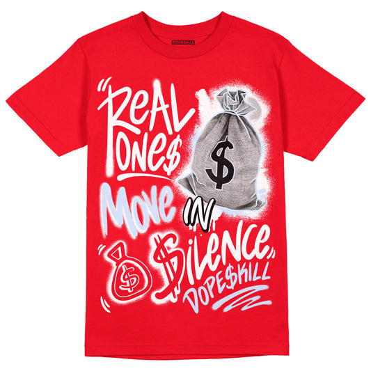 Jordan 11 Retro Cherry DopeSkill Varsity Red T-shirt Real Ones Move In Silence Graphic Streetwear 