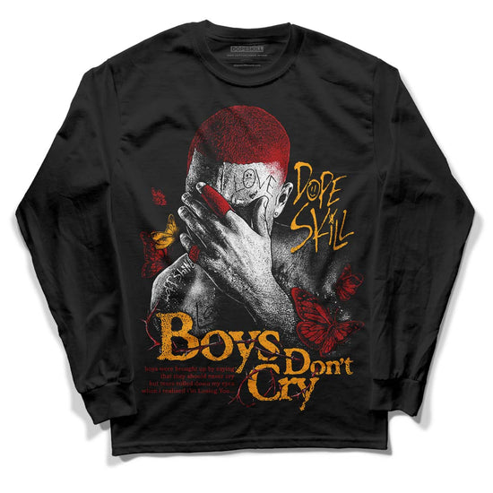 Jordan 7 Retro Cardinal DopeSkill Long Sleeve T-Shirt Boys Don't Cry Graphic Streetwear - Black