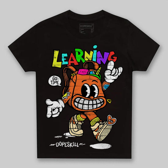 Orange, Black and White Sneakers DopeSkill Toddler Kids T-shirt Learning Graphic Streetwear - Black
