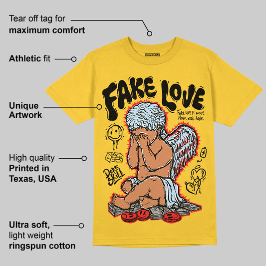 Yellow Ochre 6s DopeSkill Yellow T-shirt New Fake Love Graphic