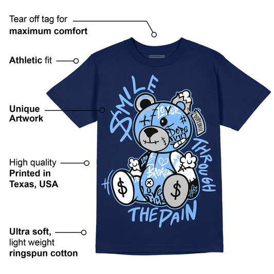 Midnight Navy 5s DopeSkill Navy T-Shirt Smile Through The Pain Graphic