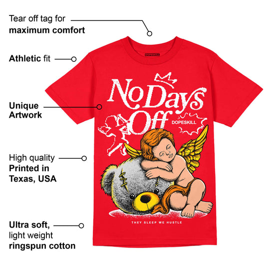 Red Thunder 4s DopeSkill Red T-shirt New No Days Off Graphic