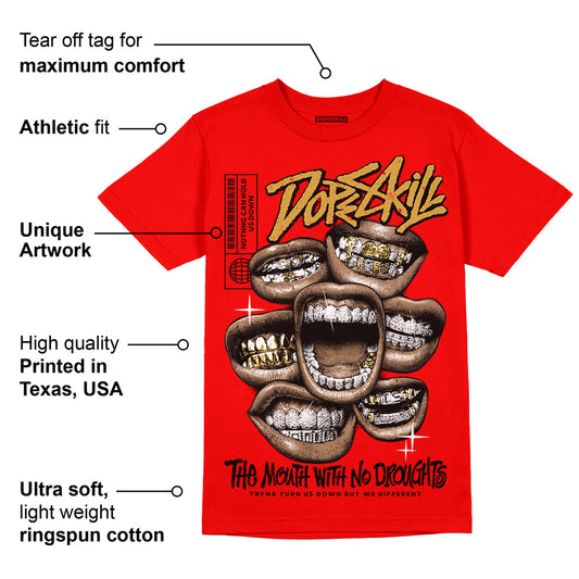 Red Collection DopeSkill Red T-shirt The Mouth With No Droughts Graphic