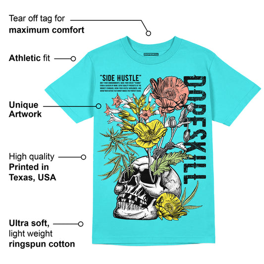 Cyan Burst 9060 DopeSkill Virtual Blue T-Shirt Side Hustle Graphic