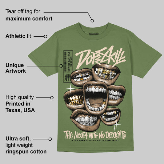 Medium Olive 1s DopeSkill Olive T-shirt The Mouth With No Droughts Graphic