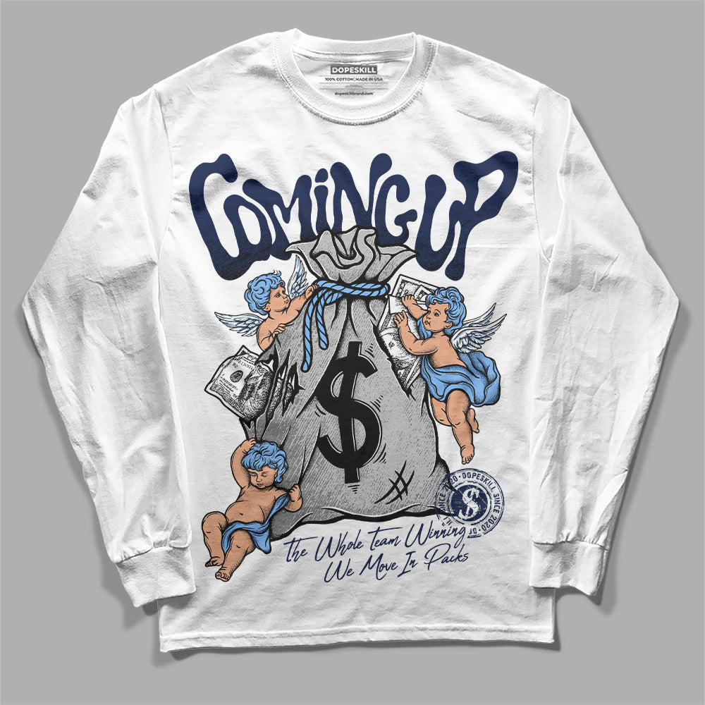 Jordan 5 Midnight Navy DopeSkill Long Sleeve T-Shirt Money Bag Coming Up Graphic Streetwear - White 