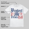 White and Midnight Navy 6s DopeSkill T-Shirt Protect Me From Evil Graphic