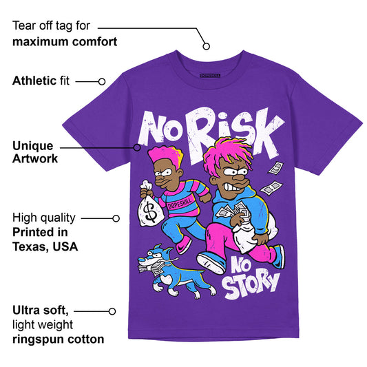 PURPLE Collection DopeSkill Purple T-shirt No Risk No Story Graphic