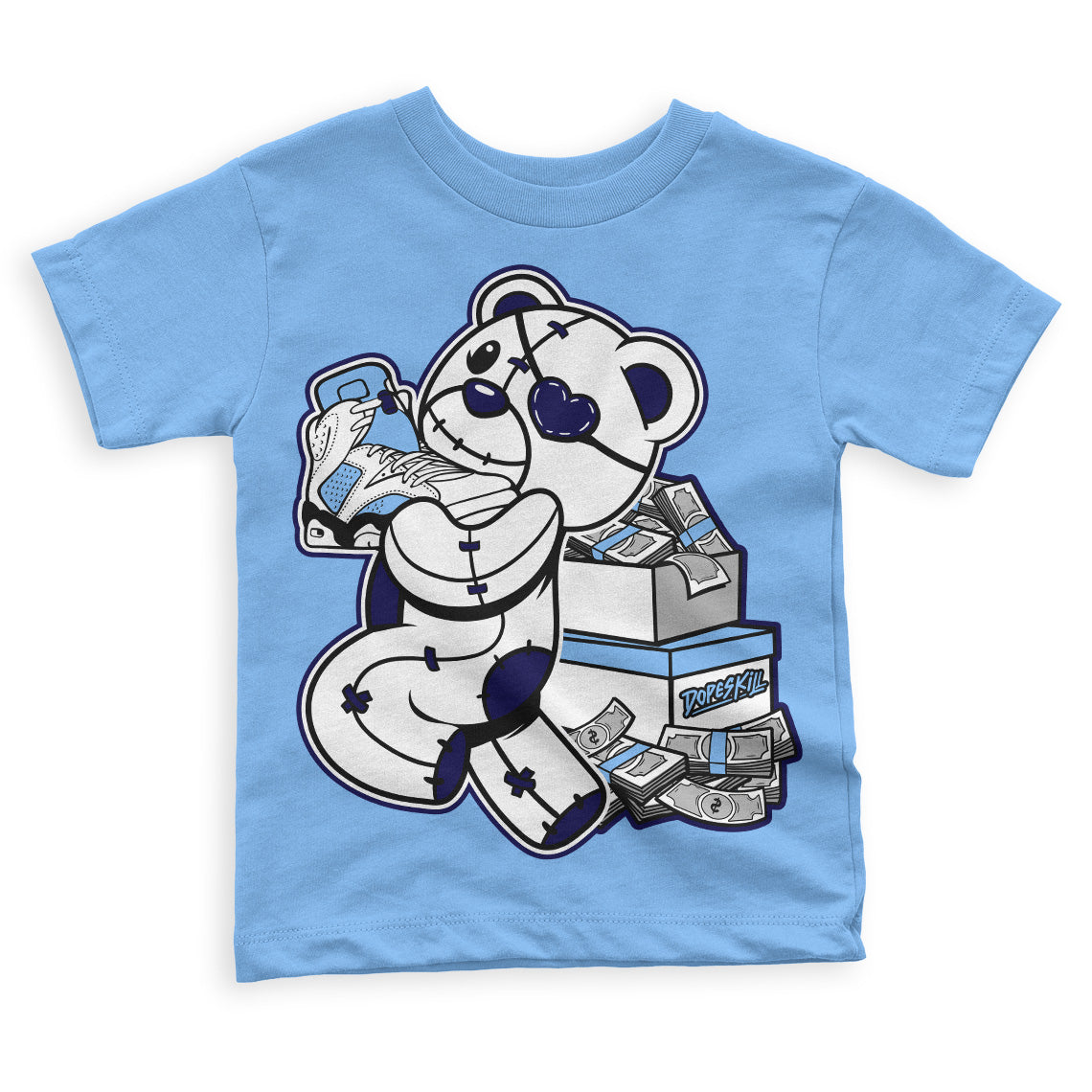 Jordan 6 University Blue DopeSkill Toddler Kids T-shirt Bear Steals Sneaker Graphic - University Blue T-shirt