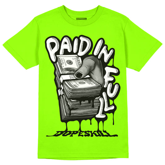 Neon Green Collection DopeSkill Neon Green T-shirt Paid In Full Graphic