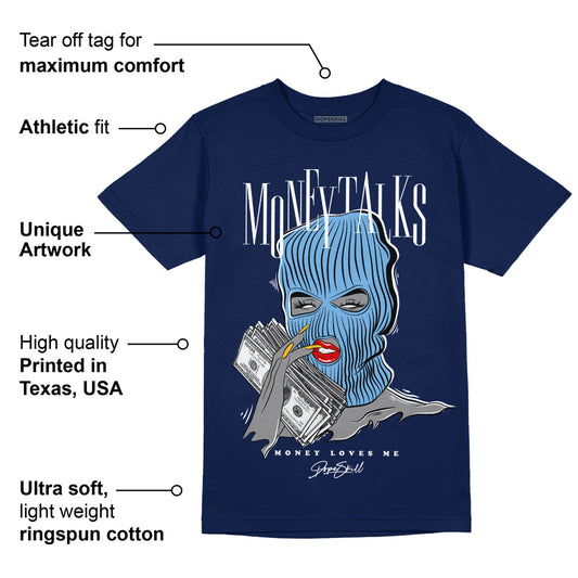 First In Flight 1s DopeSkill Navy T-shirt Money Talks Graphic