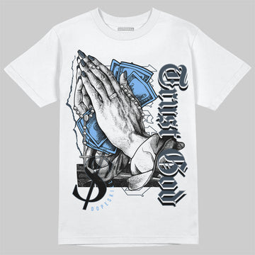 Jordan 6 Midnight Navy DopeSkill White T-Shirt Trust God Graphic Streetwear