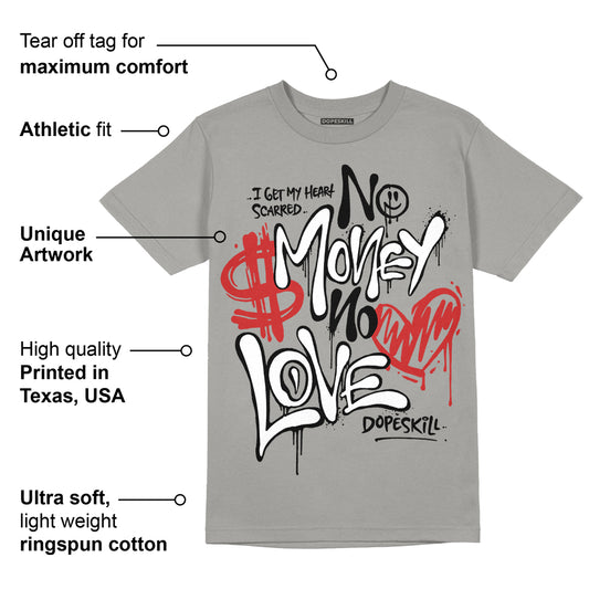 Grey Collection DopeSkill Grey T-shirt No Money No Love Typo Graphic