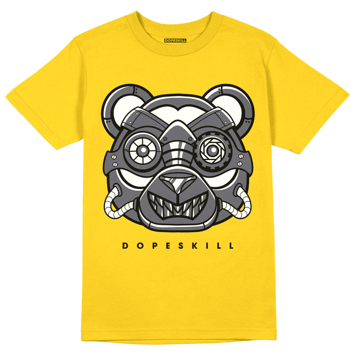 Jordan 4 Lightning DopeSkill Tour Yellow T-shirt Robo Bear Graphic Streetwear 