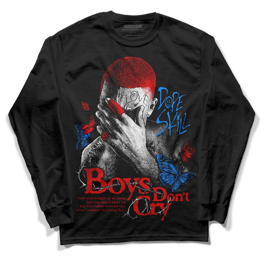 Jordan 11 Retro Cherry DopeSkill Long Sleeve T-Shirt Boys Don't Cry Graphic Streetwear - Black