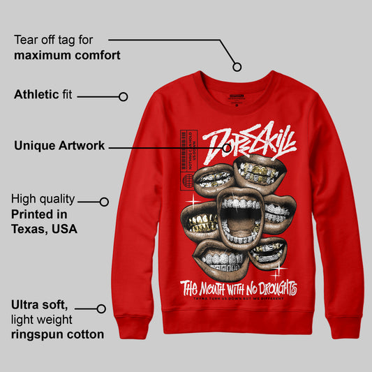 Bred Velvet 11s DopeSkill Red Sweatshirt The Mouth With No Droughts Graphic