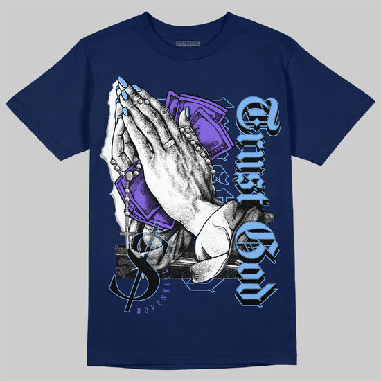 Jordan 5 SE “Georgetown” DopeSkill Midnight Navy T-Shirt Trust God Graphic Streetwear