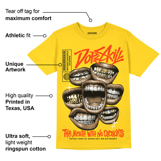 Vivid Sulfur 4s DopeSkill Yellow T-shirt The Mouth With No Droughts Graphic