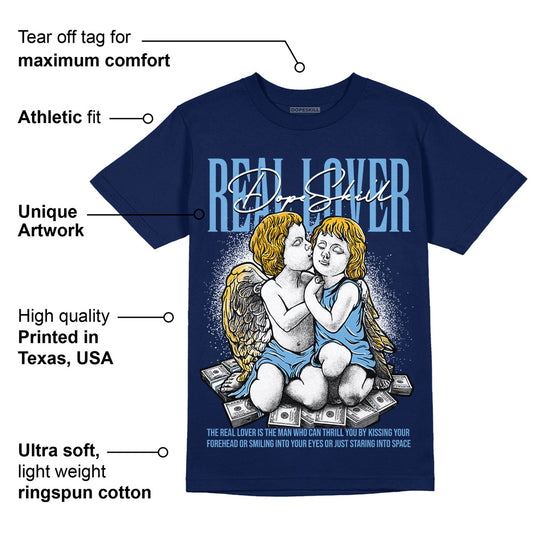 First In Flight 1s DopeSkill Navy T-shirt Real Lover Graphic