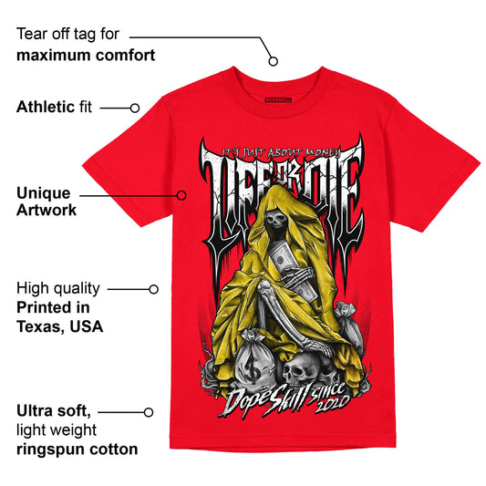 Red Thunder 4s DopeSkill Red T-shirt Life or Die Graphic