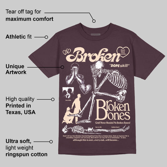 Burgundy Crush 3s DopeSkill Maroon T-shirt Broken Bones Graphic