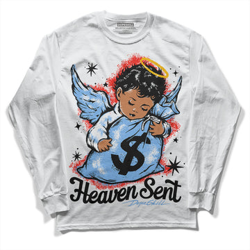 Jordan 9 Powder Blue DopeSkill Long Sleeve T-Shirt Heaven Sent Graphic Streetwear  - White