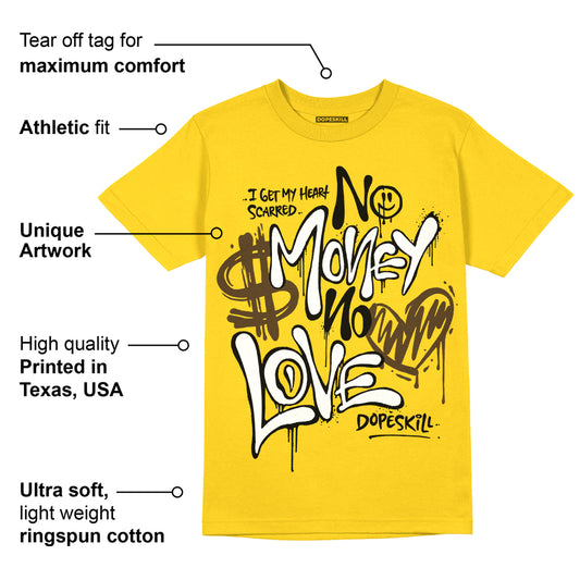 Vivid Sulfur 4s DopeSkill Yellow T-shirt No Money No Love Typo Graphic