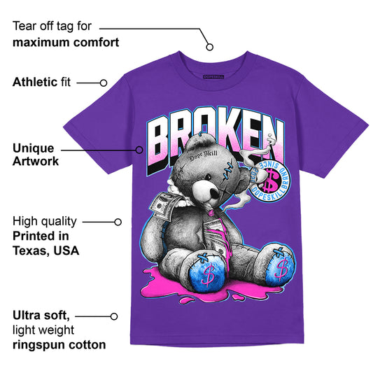 Dunk Purple Championship Court White DopeSkill Purple T-shirt Sick Bear Graphic