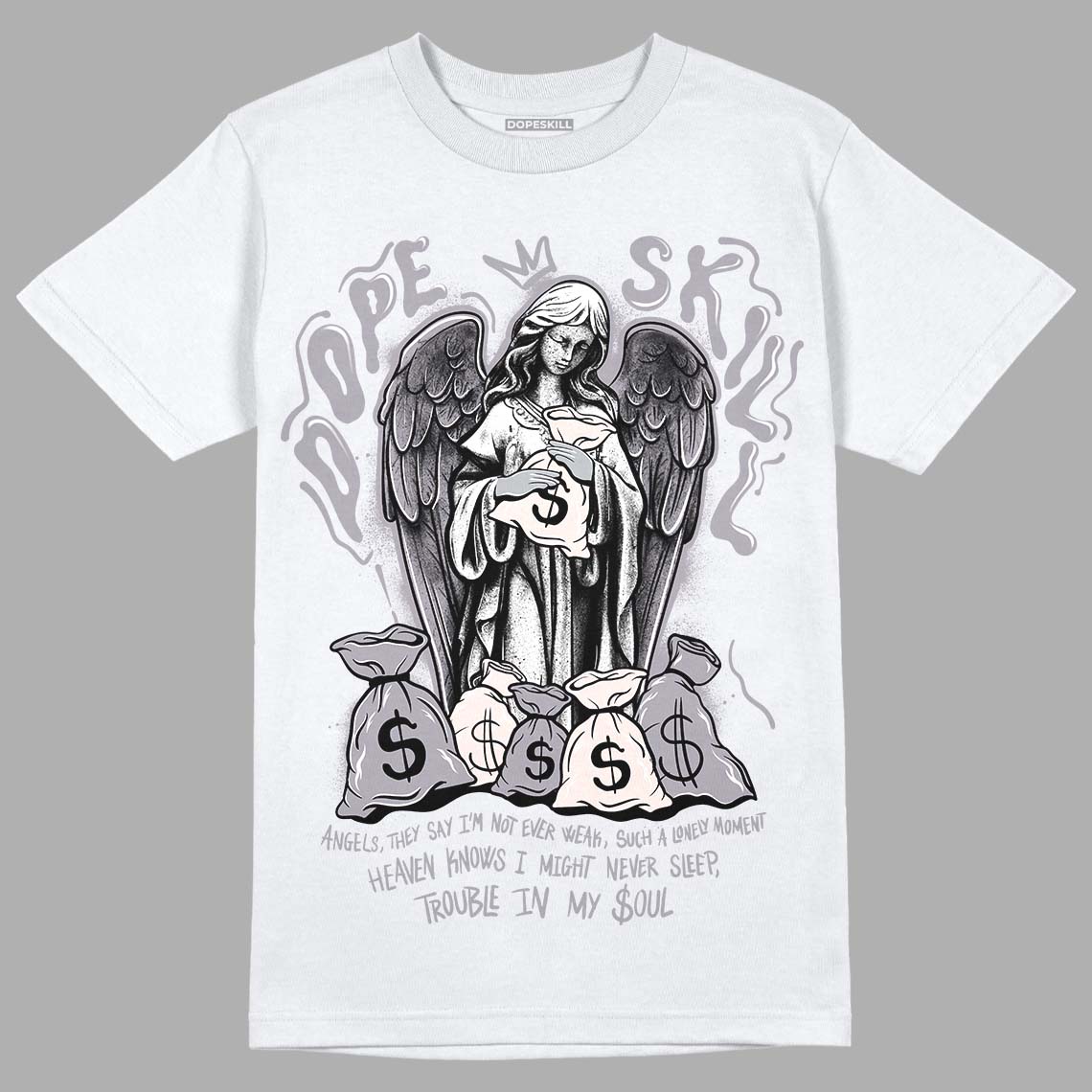 Jordan 2 Cement Grey DopeSkill T-Shirt Angels Graphic Streetwear - White 