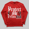 Jordan 11 “Bred Velvet” DopeSkill Red Long Sleeve T-Shirt Protect Me From Evil Graphic Streetwear