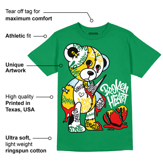 Lucky Green 5s DopeSkill Green T-shirt Broken Heart Graphic