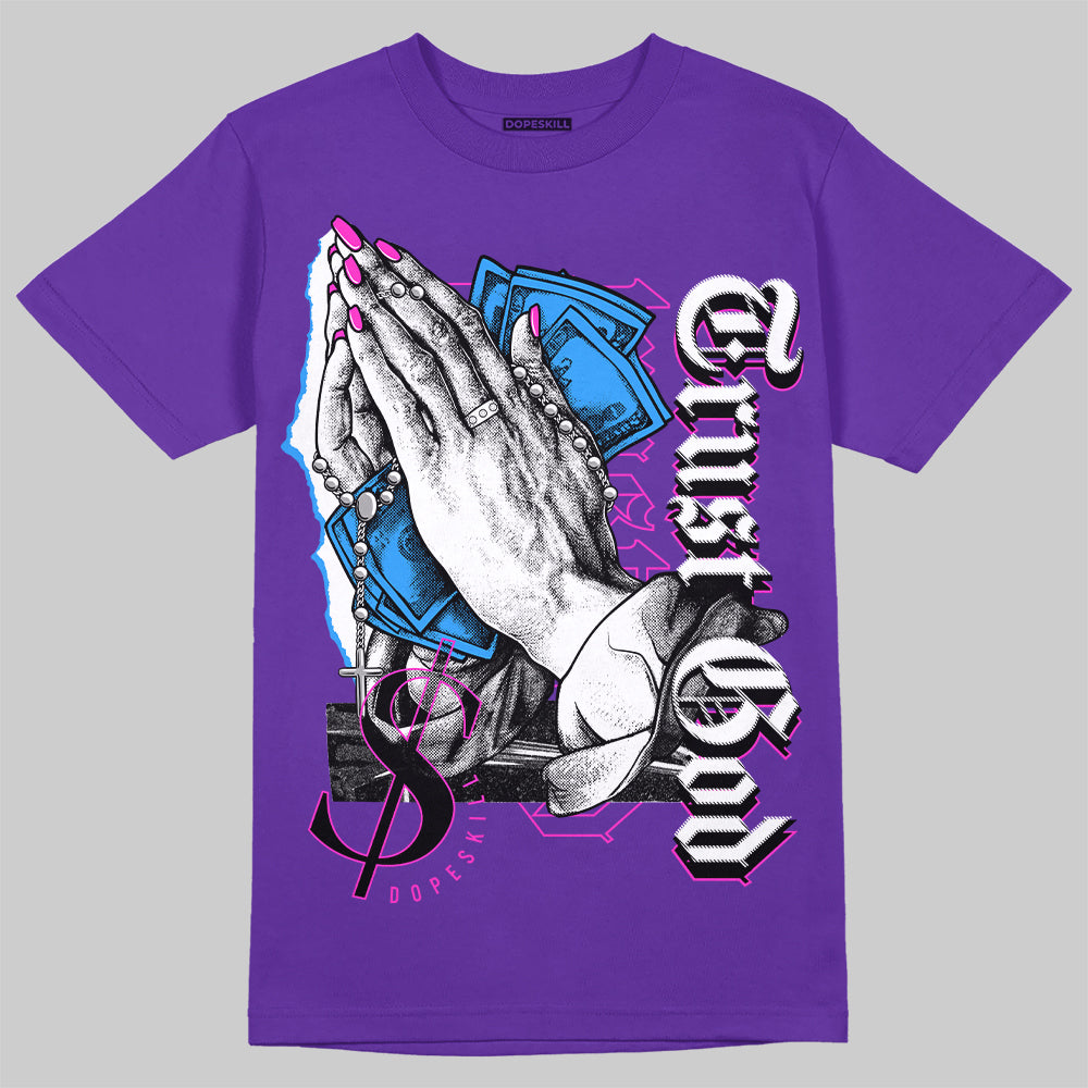 Dunk Low Championship Court Purple DopeSkill Purple T-shirt Trust God Graphic Streetwear