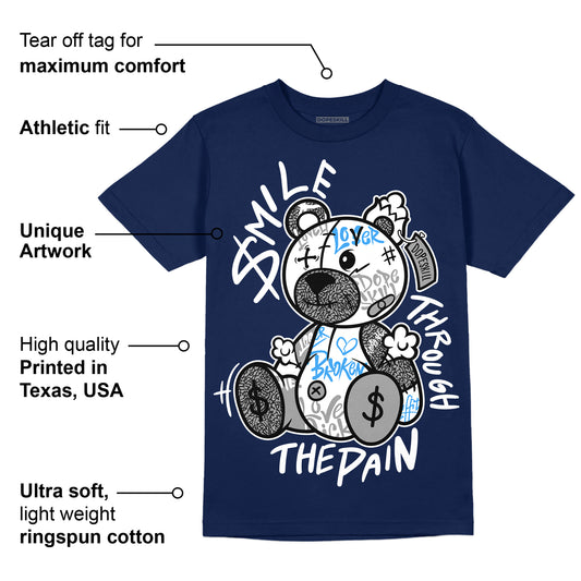 Midnight Navy 3s DopeSkill Navy T-shirt Smile Through The Pain Graphic