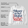 Summit White Navy 4s DopeSkill Sweatshirt Money Is Our Motive Typo Graphic