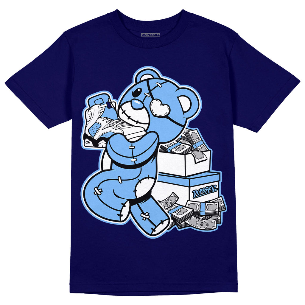 Jordan 6 University Blue DopeSkill College Navy T-Shirt Bear Steals Sneaker Graphic Streetwear