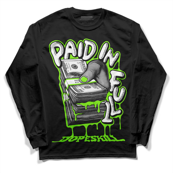 Neon Green Sneakers DopeSkill Long Sleeve T-Shirt Paid In Full Graphic Streetwear - Black 