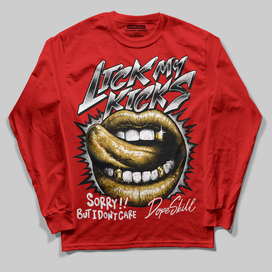 Jordan 11 “Bred Velvet” DopeSkill Red Long Sleeve T-Shirt Lick My Kicks Graphic Streetwear