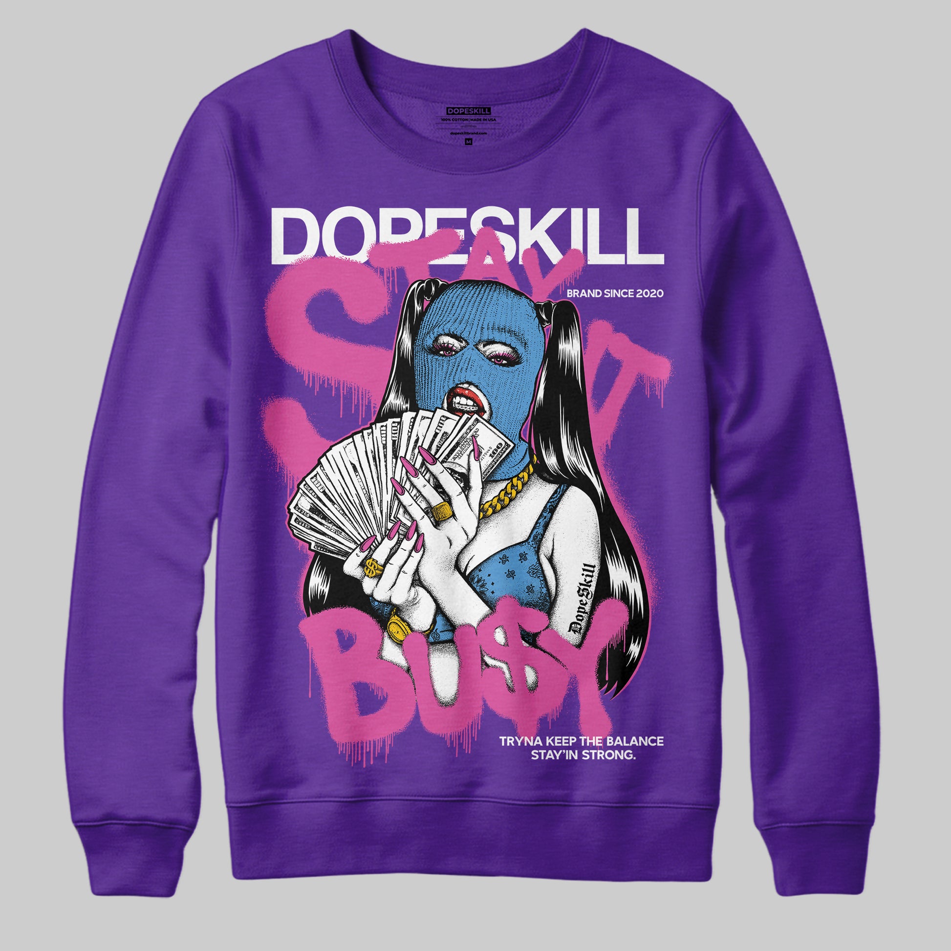 PURPLE Sneakers DopeSkill Purple Sweatshirt Stay It Busy Graphic Streetwear